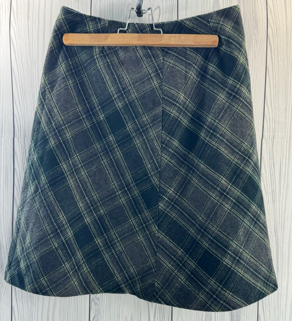 Chadwick’s Of Boston Women’s Green Plaid Wool A-Line Skirt 6 P. Cottage Granny